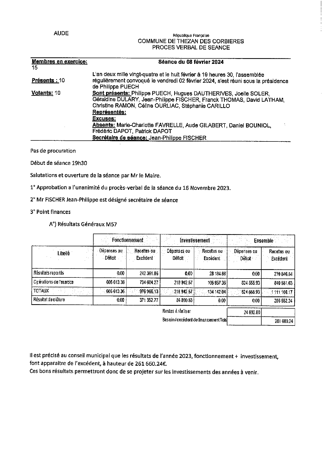 PROCES VERBAL 8 FEVRIER 2024